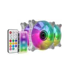 Pack de 3 ventiladores Mars Gaming MF-3DKIT con mando Blanco 120mm