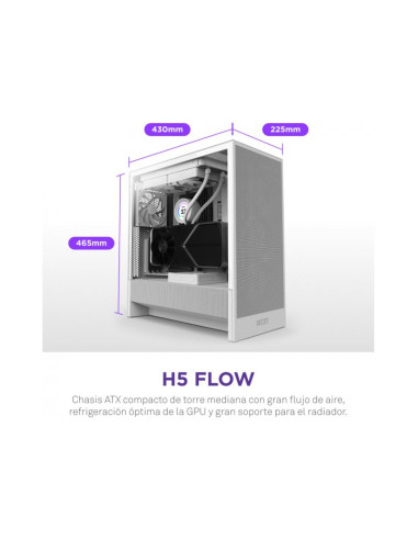 NZXT H5 Flow (2024) Blanca e-ATX Caja para PC