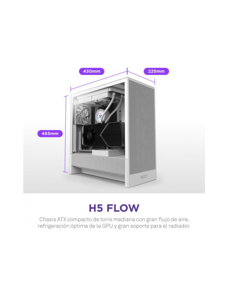 NZXT H5 Flow (2024) Blanca e-ATX Caja para PC