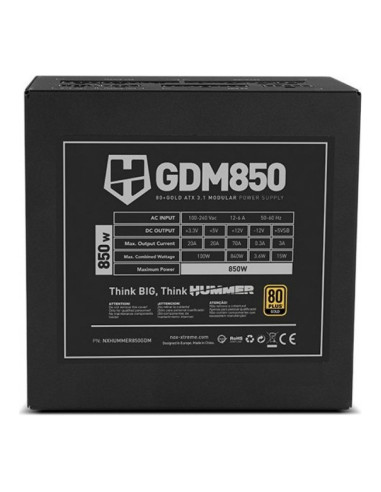 NOX Hummer GDM850 ATX 3.1 (PCIe 5.1) Fuente de alimentación 850W