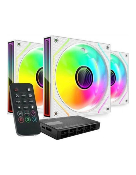 Mars Gaming MF3DPROKIT aRGB Blanco 120mm Pack de 3 ventiladores PC