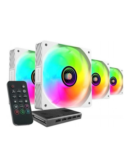 Mars Gaming MFSI4KIT aRGB Blanco 120mm Pack de 4 ventiladores PC