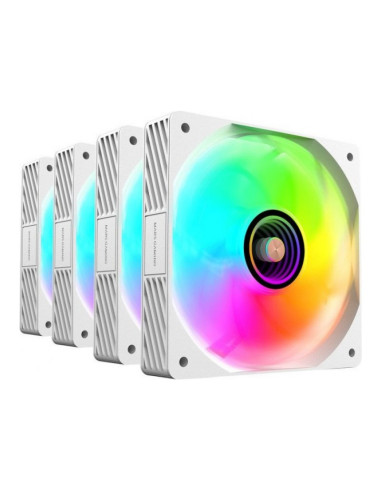 Mars Gaming MFSI4KIT aRGB Blanco 120mm Pack de 4 ventiladores PC