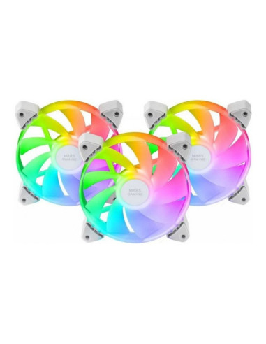 Mars Gaming MF-3AR Reversed aRGB Blanco 120mm Pack de 3 ventiladores PC