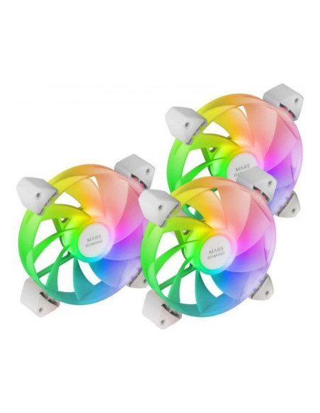 Mars Gaming MF-3AR Reversed aRGB Blanco 120mm Pack de 3 ventiladores PC
