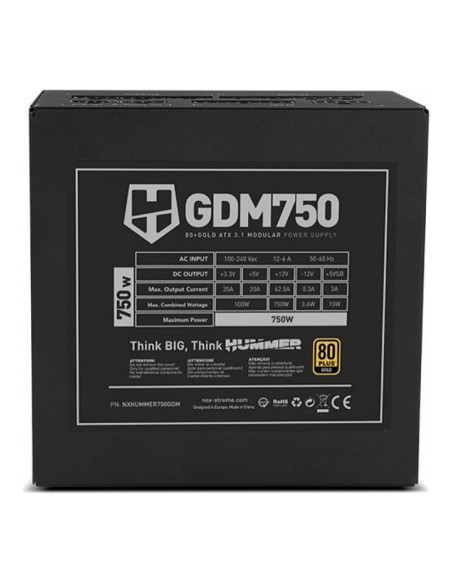 NOX Hummer GDM750 ATX 3.1 (PCIe 5.1) Fuente de alimentación 750W