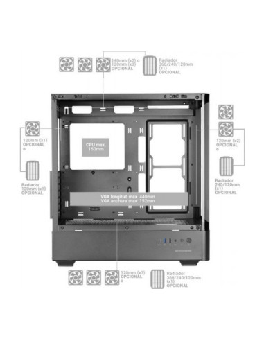 Mars Gaming MC-LCDPRO ATX Caja para PC