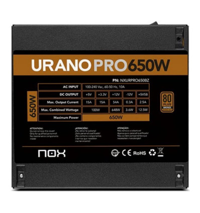 NOX Urano Pro 650W Fuente de alimentación 650W