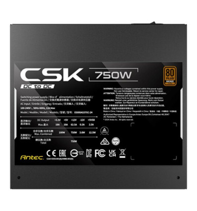 Antec CSK750 DC (PCIe 5.1) Fuente de alimentación 750W
