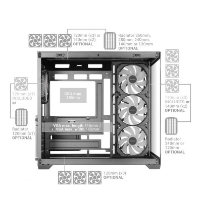 Mars Gaming MCV5 ARGB Black ATX Caja para PC