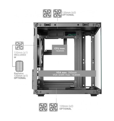 Mars Gaming MC-CUBE Black Micro-ATX Caja para PC