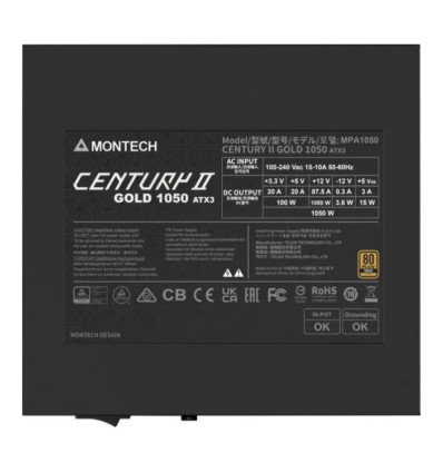 Montech Century II 1050W ATX 3.1 (PCIe 5.1) Fuente de alimentación 1050W