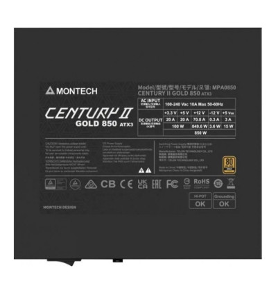 Montech Century II 850W ATX 3.1 (PCIe 5.1) Fuente de alimentación 850W