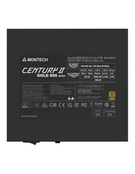 Montech Century II 850W ATX 3.1 (PCIe 5.1) Fuente de alimentación 850W