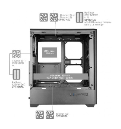 Mars Gaming MC-QUANTUM ARGB Blanca ATX Caja para PC