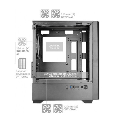 Mars Gaming MC-VECTOR ARGB Blanca Micro-ATX Caja para PC
