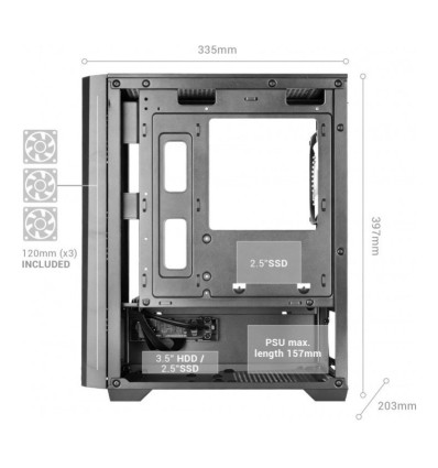 Mars Gaming MC-VECTOR ARGB Blanca Micro-ATX Caja para PC