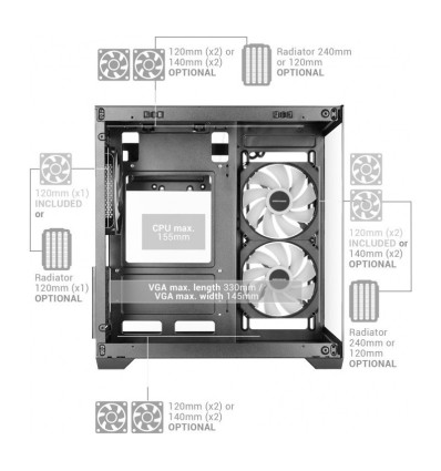 Mars Gaming MC-VIEW3 Blanca Micro-ATX Caja para PC