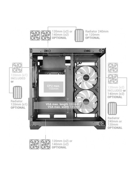 Mars Gaming MC-VIEW3 Micro-ATX Caja para PC