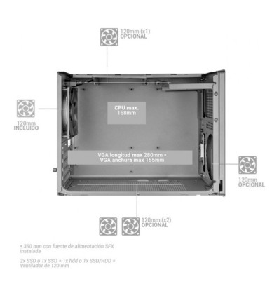 Mars Gaming MC-XPS Blanca Micro-ATX Caja para PC