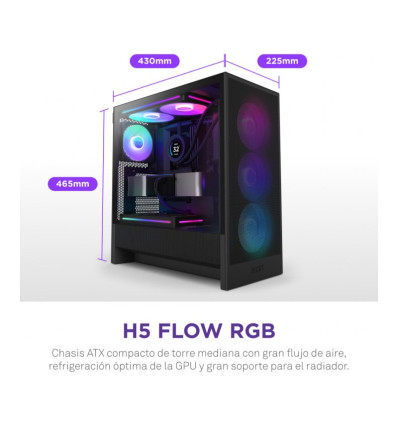 NZXT H5 Flow RGB (2024) e-ATX Caja para PC
