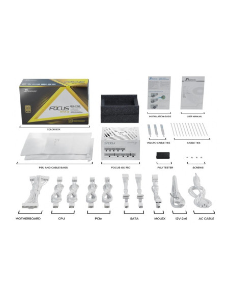 Seasonic Focus GX-750 ATX 3 2024 (PCIe 5.0) Blanca Fuente de alimentación 750W