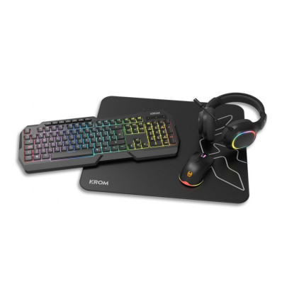 Krom Kenta Pack Teclado + Ratón + Auriculares + Alfombrilla