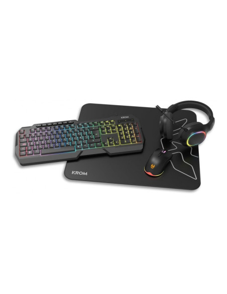Krom Kenta Pack Teclado + Ratón + Auriculares + Alfombrilla