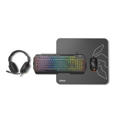 Krom Kenta Pack Teclado + Ratón + Auriculares + Alfombrilla