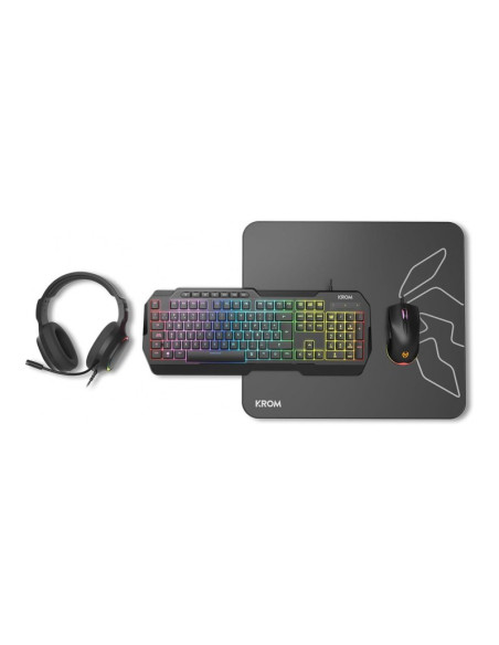 Krom Kenta Pack Teclado + Ratón + Auriculares + Alfombrilla