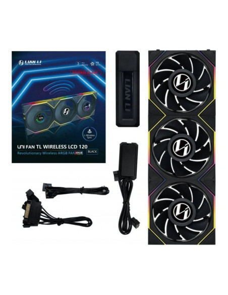 Lian Li UNI Fan TL Wireless aRGB LCD 120 Pack de 3 Ventiladores inverso PC inalámbricos