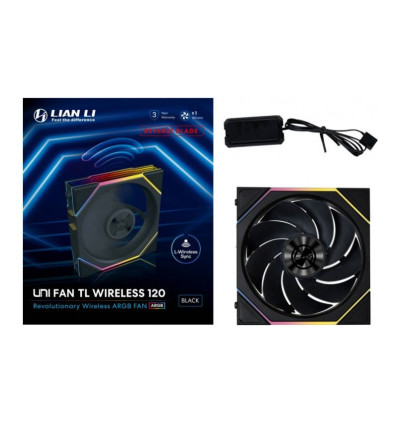 Lian Li UNI FAN TL120 Wireless ARGB PWM Reverse Blade Black 120mm Ventilador PC