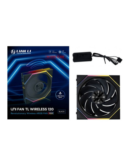 Lian Li UNI FAN TL120 Wireless ARGB PWM Reverse Blade Black 120mm Ventilador PC