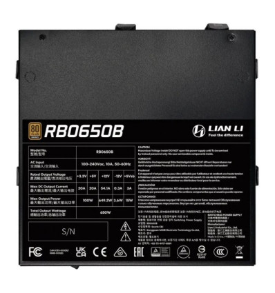 Lian Li RB 650W 80+ Bronze Black Fuente de alimentación 650W