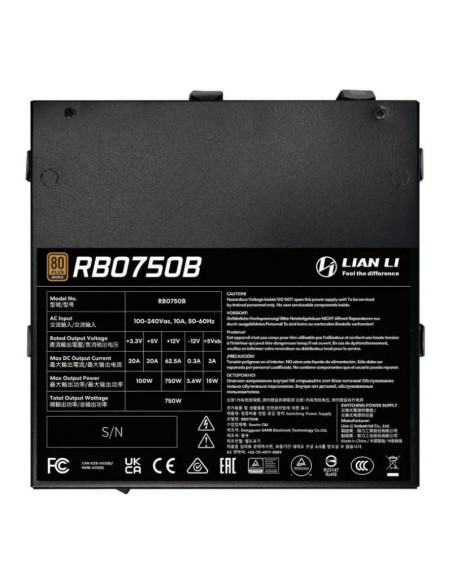 Lian Li RB 750W 80+ Bronze Black Fuente de alimentación 750W