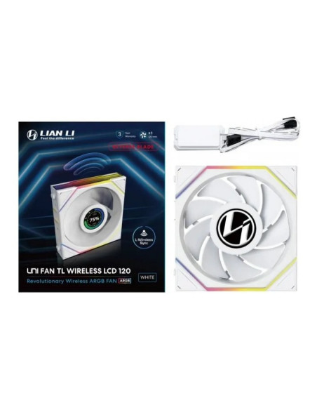 Lian Li Uni FAN TL Wireless aRGB LCD 120 Reverse Blanco 120mm Ventilador PC