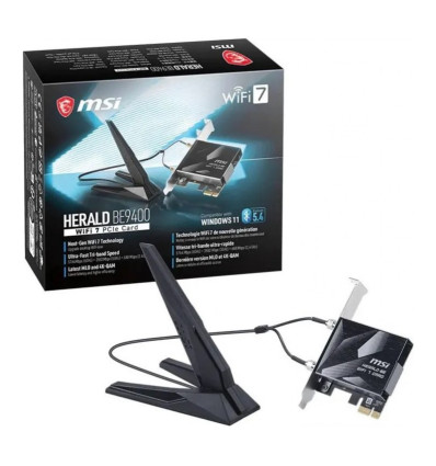 Tarjeta de red PCIe MSI Herald WiFi 7 BE9400 + Bluetooth 5.4