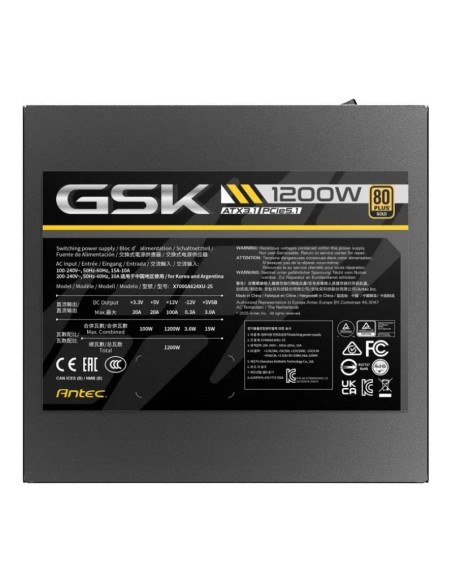 Antec GSK1200 ATX 3.1 (PCIe 5.1) Fuente de alimentación 1200W