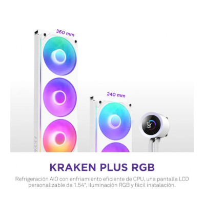 NZXT Kraken Plus 360 RGB Blanca 360mm Refrigeración líquida PC