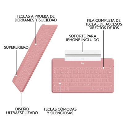 Teclado LOGITECH Keys To Go iPhone Rosa