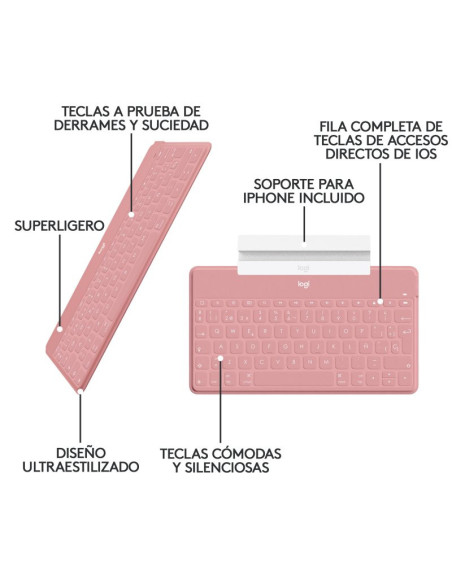Teclado LOGITECH Keys To Go iPhone Rosa