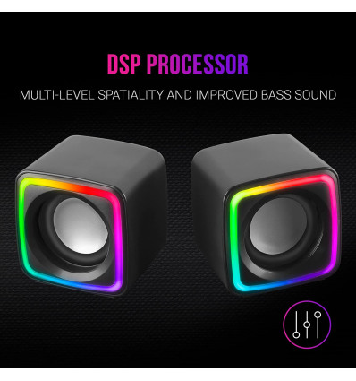 Altavoces Mars Gaming RGB Compactos 8W 2.0 Negros