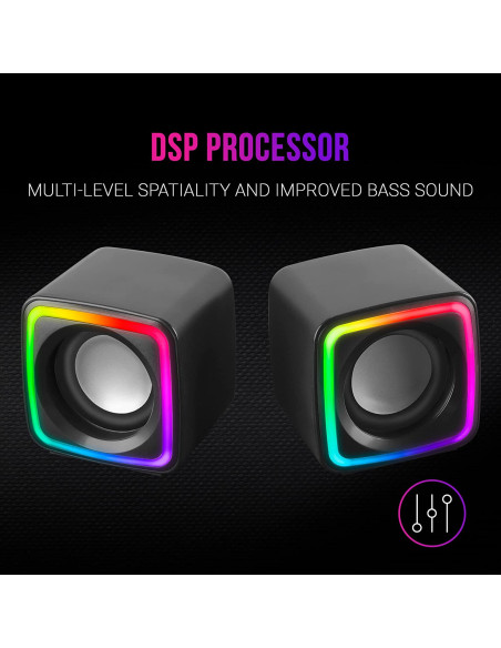 Altavoces Mars Gaming RGB Compactos 8W 2.0 Negros