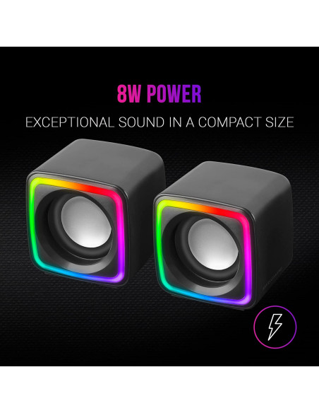 Altavoces Mars Gaming RGB Compactos 8W 2.0 Negros