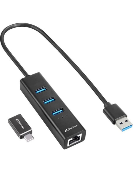 SHARKOON HUB 3 PUERTOS USB 3.2 + RJ45