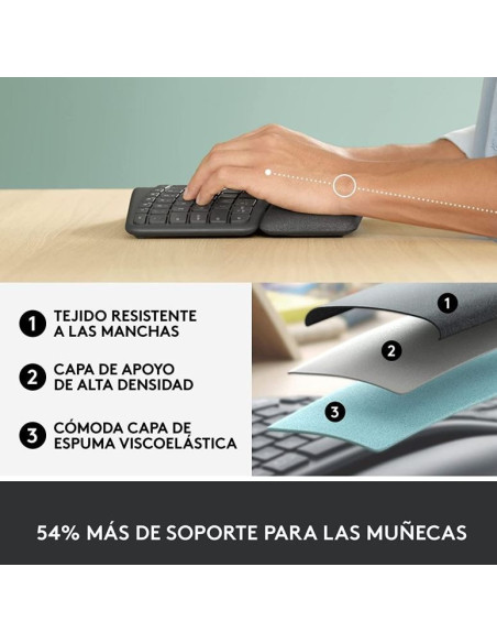 Logitech Ergo K860 Teclado Inalámbrico Ergonómico USB/Bluetooth Negro