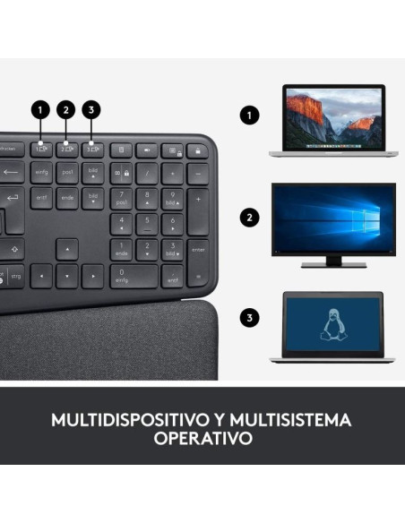 Logitech Ergo K860 Teclado Inalámbrico Ergonómico USB/Bluetooth Negro