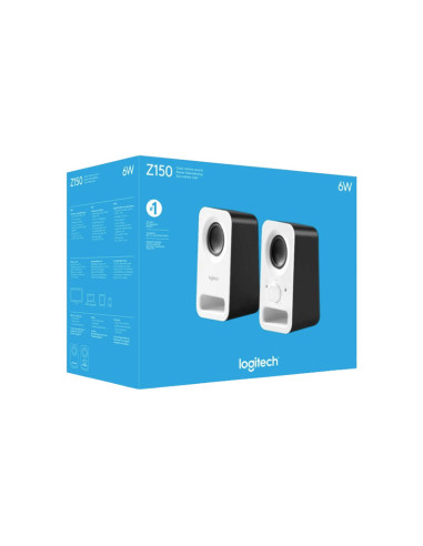 Empaque de altavoces Logitech Z150 980-000815 en color blanco